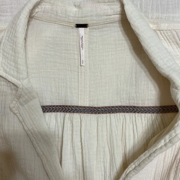 Free People cream crinkle gauze long sleeve top - Picture 7 of 11